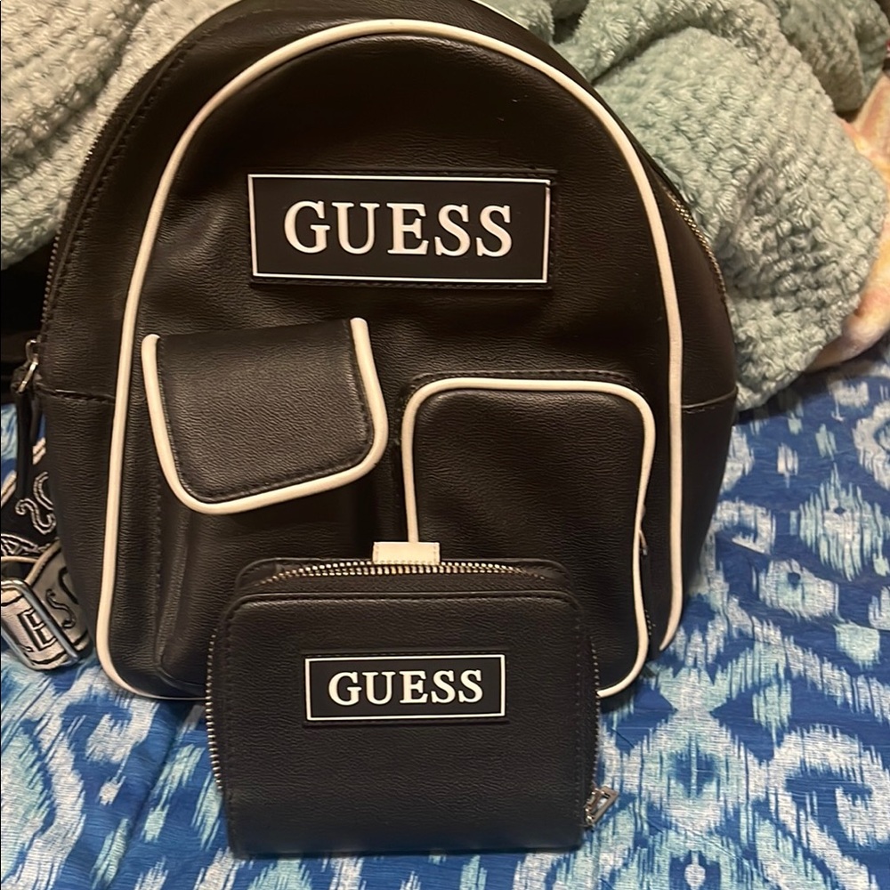 Guess Black and White Backpack with Stylish Design